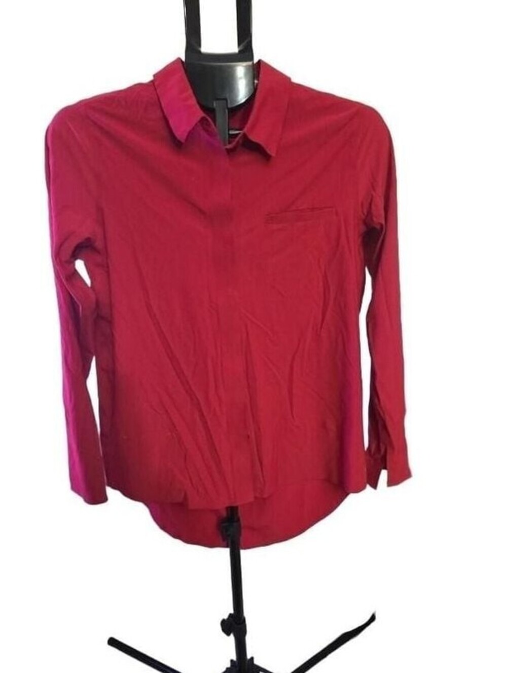 Athleta Red Long Sleeve Button Down Shirt Blouse Size XS